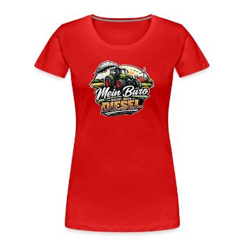 Mein Büro riecht nach Diesel - Frauen Premium Bio T-Shirt - Rot - Vorne - Mia (176cm)