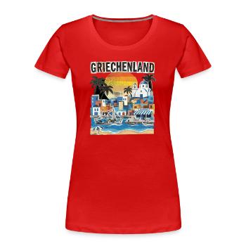 Griechenland Urlaub Vintage Strand - Frauen Premium Bio T-Shirt - Rot - Vorne - Mia (176cm)