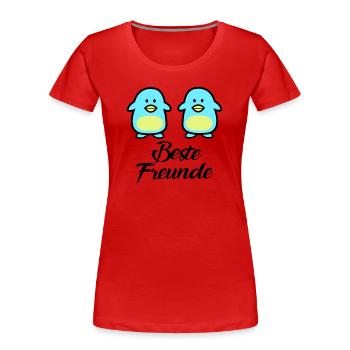 Pinguine Beste Freunde - Frauen Premium Bio T-Shirt - Rot - Vorne - Mia (176cm)