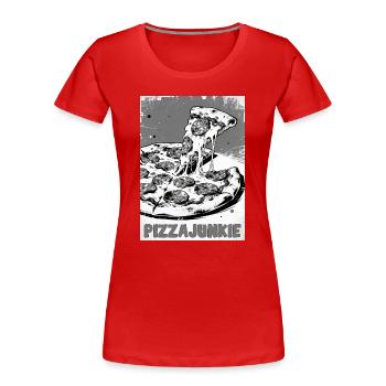 Pizzajunkie Slice Graphic - Frauen Premium Bio T-Shirt - Rot - Vorne - Mia (176cm)