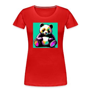 Panda - Frauen Premium Bio T-Shirt - Rot - Vorne - Mia (176cm)