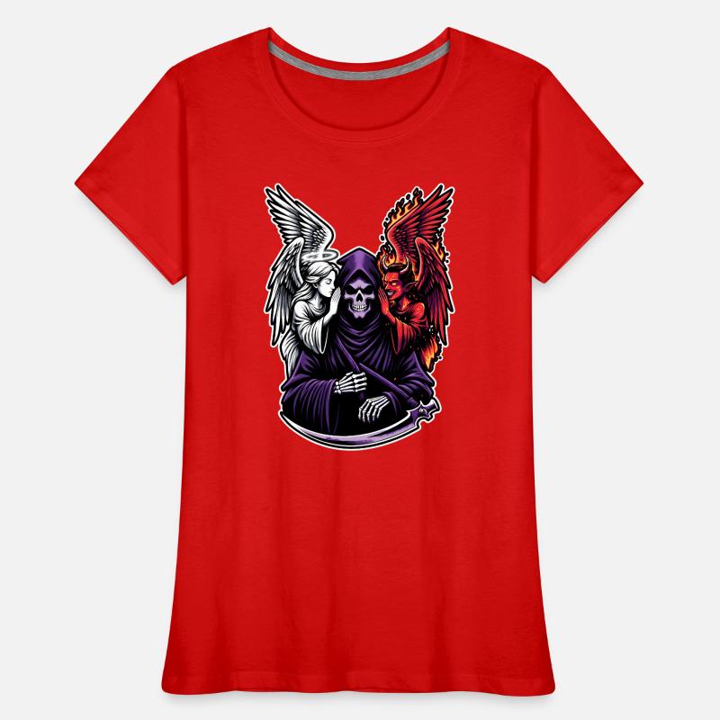 Sensenmann mit Engel und Dämon Frauen Premium Bio T-Shirt