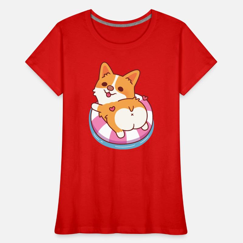 Süßer Corgi entspannt im Pool-Float-Sommer Frauen Premium Bio T-Shirt