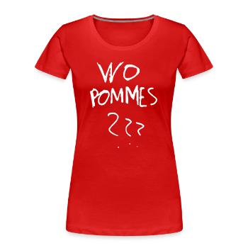WoPommes – Lustiges Wortspiel Design mit Pommes  - Frauen Premium Bio T-Shirt - Rot - Vorne - Mia (176cm)