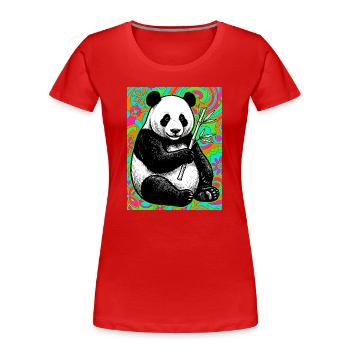 Panda - Frauen Premium Bio T-Shirt - Rot - Vorne - Mia (176cm)