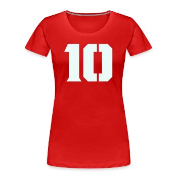 10- - T-shirt bio Premium Femme - rouge - Devant - Mia (176cm)