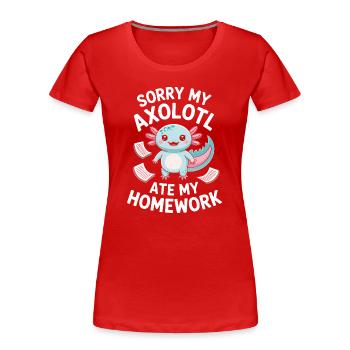 Axolotl Homework Heist - Women's Premium Organic T-Shirt - red - Front - Mia (176cm)