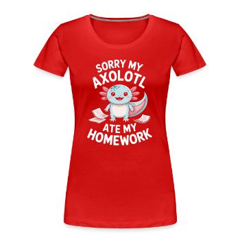 Axolotl Homework Heist - Women's Premium Organic T-Shirt - red - Front - Mia (176cm)