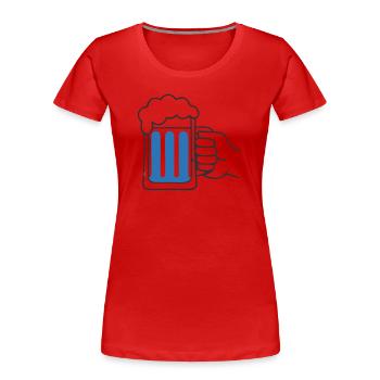 Tenir la main une chope de bière Santé - T-shirt bio Premium Femme - rouge - Devant - Mia (176cm)