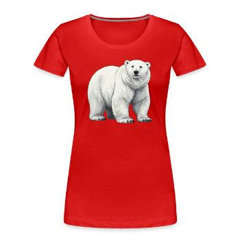 Polar Bär Illustration Graustufen - Frauen Premium Bio T-Shirt - Rot - Vorne - Mia (176cm)