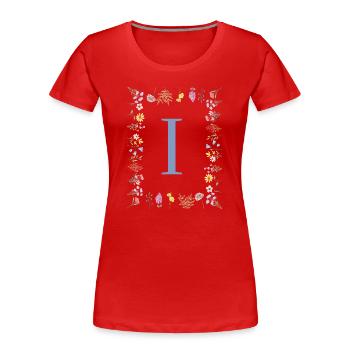 Florale Initial "I" Blumenmonogramm - Frauen Premium Bio T-Shirt - Rot - Vorne - Mia (176cm)