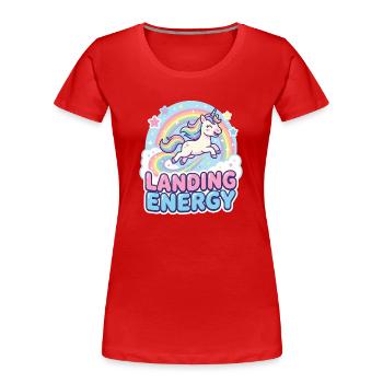 Énergie d’atterrissage Arc-en-ciel de la Licorne - T-shirt bio Premium Femme - rouge - Devant - Mia (176cm)
