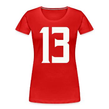13 - Women's Premium Organic T-Shirt - red - Front - Mia (176cm)