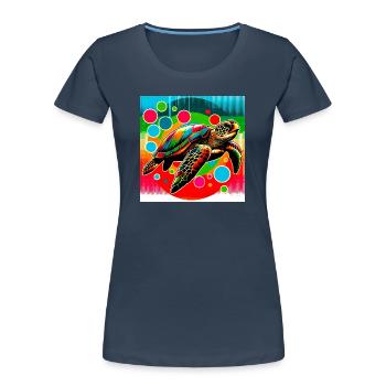 Schildkröte - Frauen Premium Bio T-Shirt - Navy - Vorne - Mia (176cm)