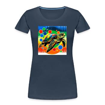 Schildkröte - Frauen Premium Bio T-Shirt - Navy - Vorne - Mia (176cm)