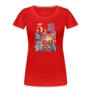 Mahjong-Blumenfliese 5 - Frauen Premium Bio T-Shirt - Rot - Vorne - Mia (176cm)
