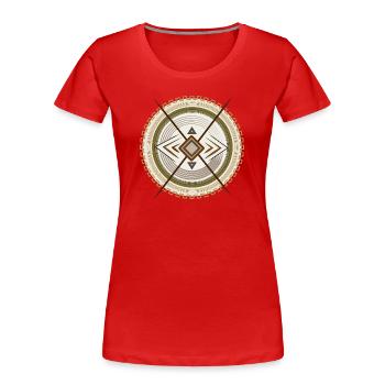 Geometrisches Tribal-Mandala Emblem - Frauen Premium Bio T-Shirt - Rot - Vorne - Mia (176cm)