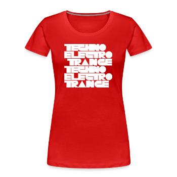Techno Electro Trance music - Women's Premium Organic T-Shirt - red - Front - Mia (176cm)