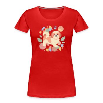 Cute Shih Tzu Owners Colorful Puppy Lover - Women's Premium Organic T-Shirt - red - Front - Mia (176cm)