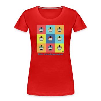Die Löschgruppe Pop Art Grid - Feuerwehr - Frauen Premium Bio T-Shirt - Rot - Vorne - Mia (176cm)