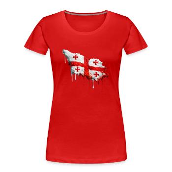 Georgische Flagge bunte Farbe - Frauen Premium Bio T-Shirt - Rot - Vorne - Mia (176cm)