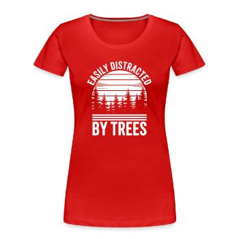 Arbres, Arbres, Arbres, Drôles d’Arbres, Cadeau - T-shirt bio Premium Femme - rouge - Devant - Mia (176cm)