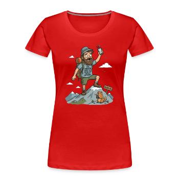 Wandern Empfang Gipfel Humor - Frauen Premium Bio T-Shirt - Rot - Vorne - Mia (176cm)