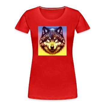 Wolf - Frauen Premium Bio T-Shirt - Rot - Vorne - Mia (176cm)
