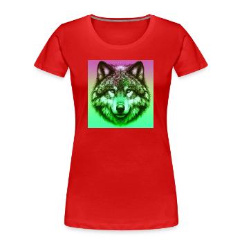 Wolf - Women's Premium Organic T-Shirt - red - Front - Mia (176cm)