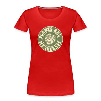Votre ancre dans la vie quotidienne – la thérapie par les plantes - T-shirt bio Premium Femme - rouge - Devant - Mia (176cm)