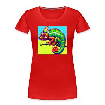 Chamäleon - Frauen Premium Bio T-Shirt - Rot - Vorne - Mia (176cm)