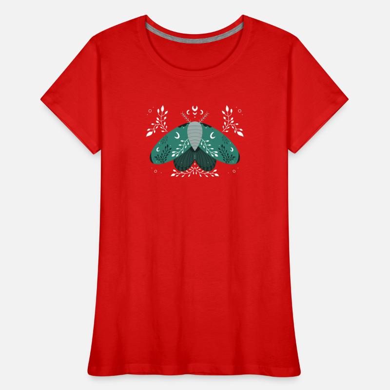 Papillon de nuit vert avec feuillage T-shirt bio Premium Femme