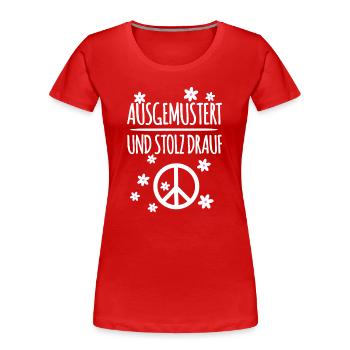 Peace Symbol Ausgemustert - Frauen Premium Bio T-Shirt - Rot - Vorne - Mia (176cm)