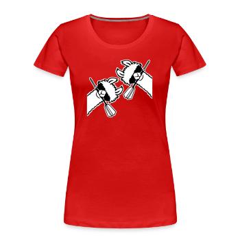 Zwei Coole Lamas Sonnenbrille Dartpfeil Maul Team - Frauen Premium Bio T-Shirt - Rot - Vorne - Mia (176cm)