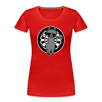 Cooles Lama Dartscheibe Sonnenbrille Dartpfeil Süß - Frauen Premium Bio T-Shirt - Rot - Vorne - Mia (176cm)