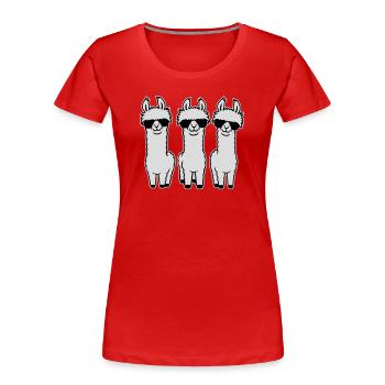 Drei Coole Lamas Reihe Sonnenbrille Lustig Tier - Frauen Premium Bio T-Shirt - Rot - Vorne - Mia (176cm)