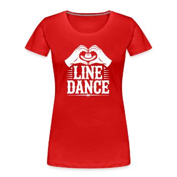 Line Dance Heart Hands Logo - Women's Premium Organic T-Shirt - red - Front - Mia (176cm)