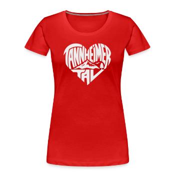 Tannheimer Tal Herz Berglandschaft - Frauen Premium Bio T-Shirt - Rot - Vorne - Mia (176cm)