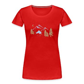 Night Mountain Camping Scene - Women's Premium Organic T-Shirt - red - Front - Mia (176cm)
