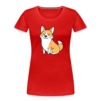 Fröhlicher Corgi (Comic) - Frauen Premium Bio T-Shirt - Rot - Vorne - Mia (176cm)
