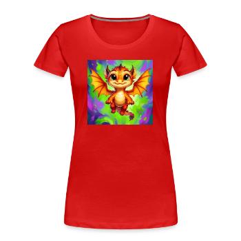Drache - Frauen Premium Bio T-Shirt - Rot - Vorne - Mia (176cm)