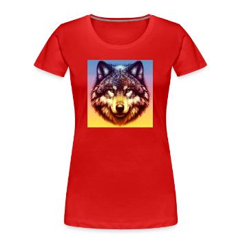 Wolf - Women's Premium Organic T-Shirt - red - Front - Mia (176cm)