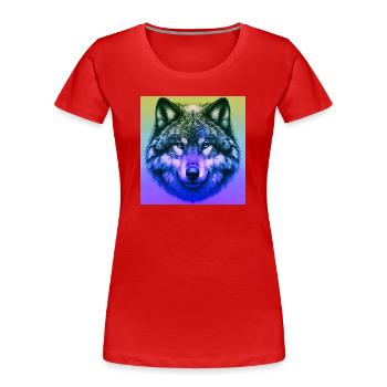 Wolf - Women's Premium Organic T-Shirt - red - Front - Mia (176cm)