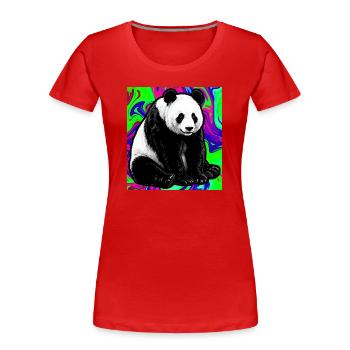 Panda - Frauen Premium Bio T-Shirt - Rot - Vorne - Mia (176cm)