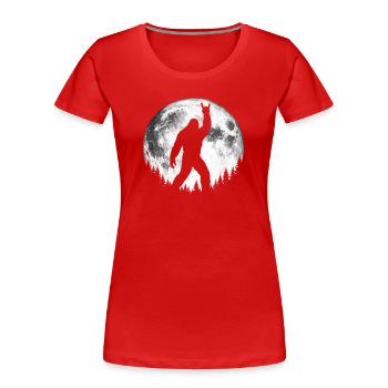 Bigfoot Rock sur le signe Sasquatch Yéti Lune - T-shirt bio Premium Femme - rouge - Devant - Mia (176cm)