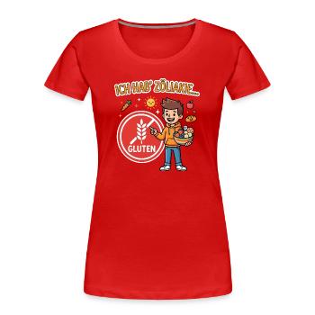 Zöliakie glutenfrei Ernährung  - Frauen Premium Bio T-Shirt - Rot - Vorne - Mia (176cm)