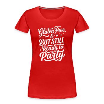 Humour des paroles de fête sans gluten - T-shirt bio Premium Femme - rouge - Devant - Mia (176cm)