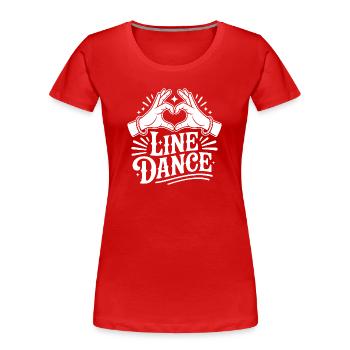 Line Dance Heart Hand Illustration - Women's Premium Organic T-Shirt - red - Front - Mia (176cm)