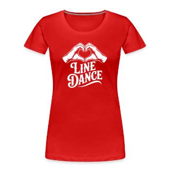 Line Dance Heart Logo - Women's Premium Organic T-Shirt - red - Front - Mia (176cm)