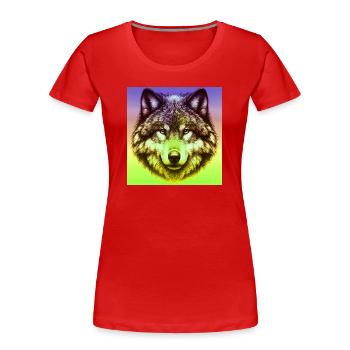 Wolf - Frauen Premium Bio T-Shirt - Rot - Vorne - Mia (176cm)